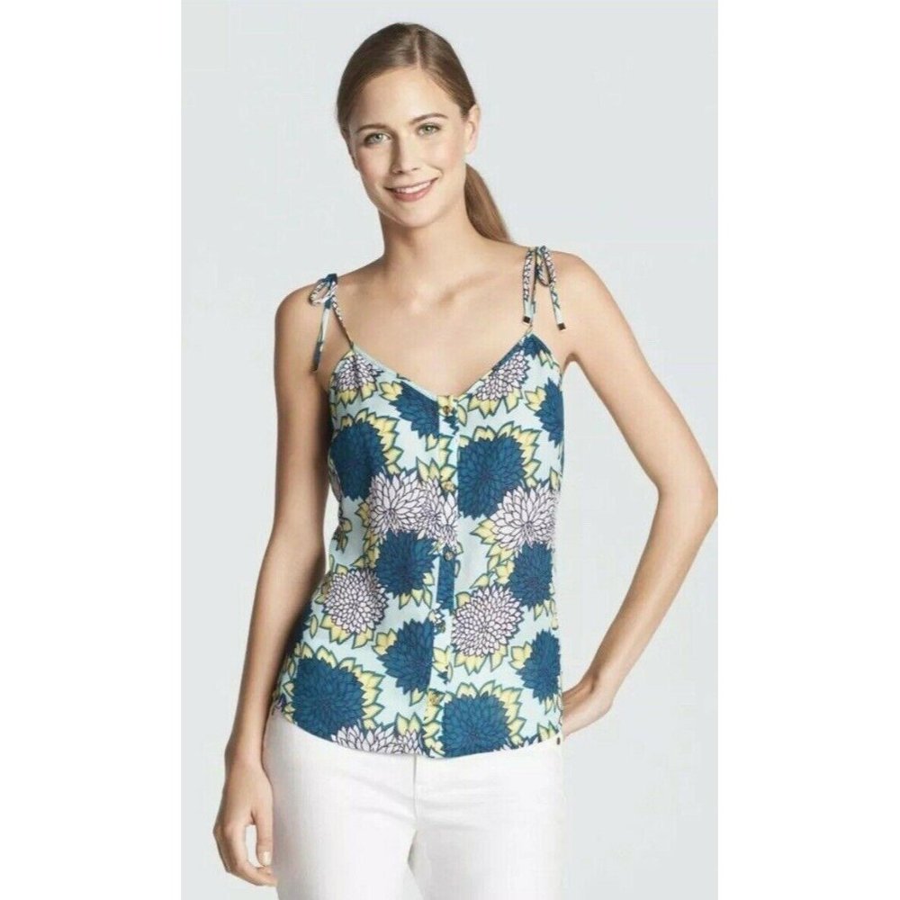 NWT Women's Draper James Thomasville Tank Magnolia Print SILK Cami Top Sz 12